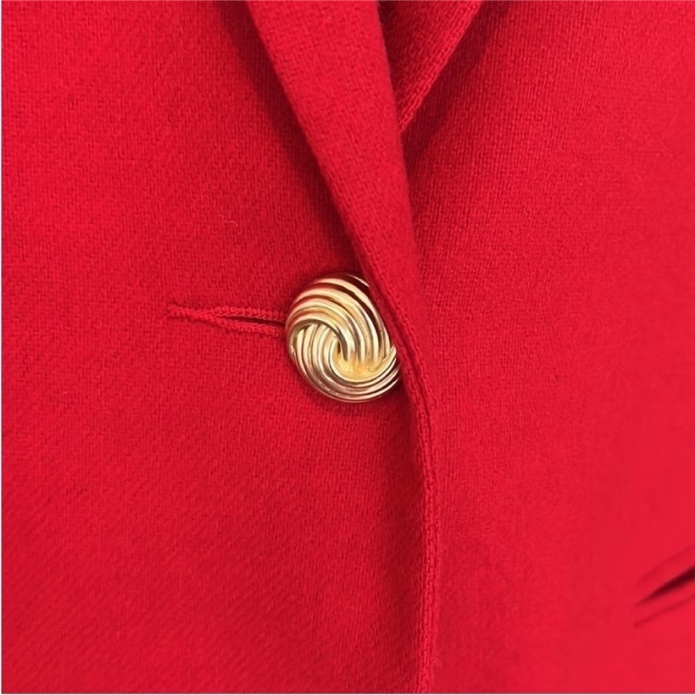 Savannah Vintage Red Wool Blazer Gold Button Jacket Size 10 - Picture 4 of 14